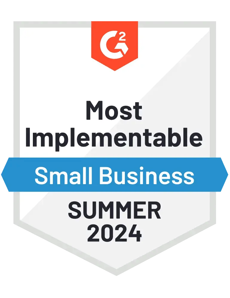 Most Implementable Small Business Summer 2024 G2 Badge